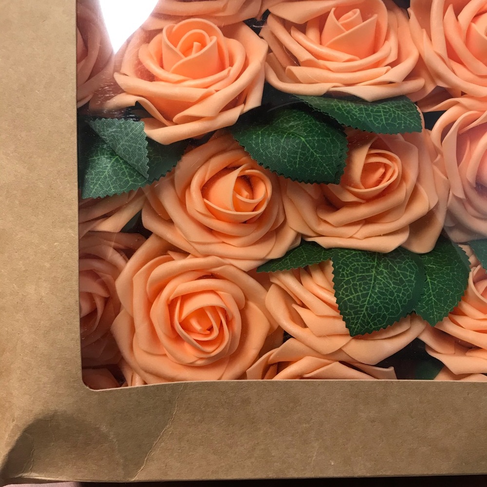 25 Pcs Artificial Rose Flower Heads Wedding Orange - Picture 4 of 5
